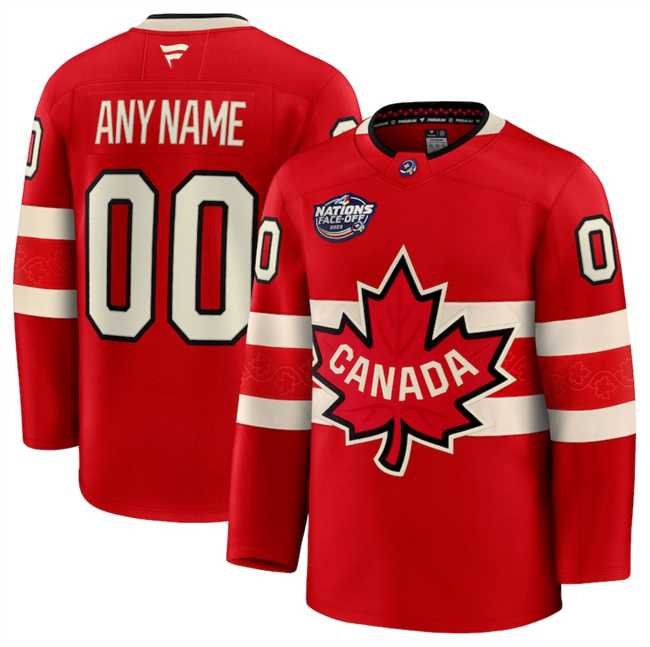 Men%27s Canada Active Player Custom Red 2025 4 Nations Face-Off Premium Stitched Jersey